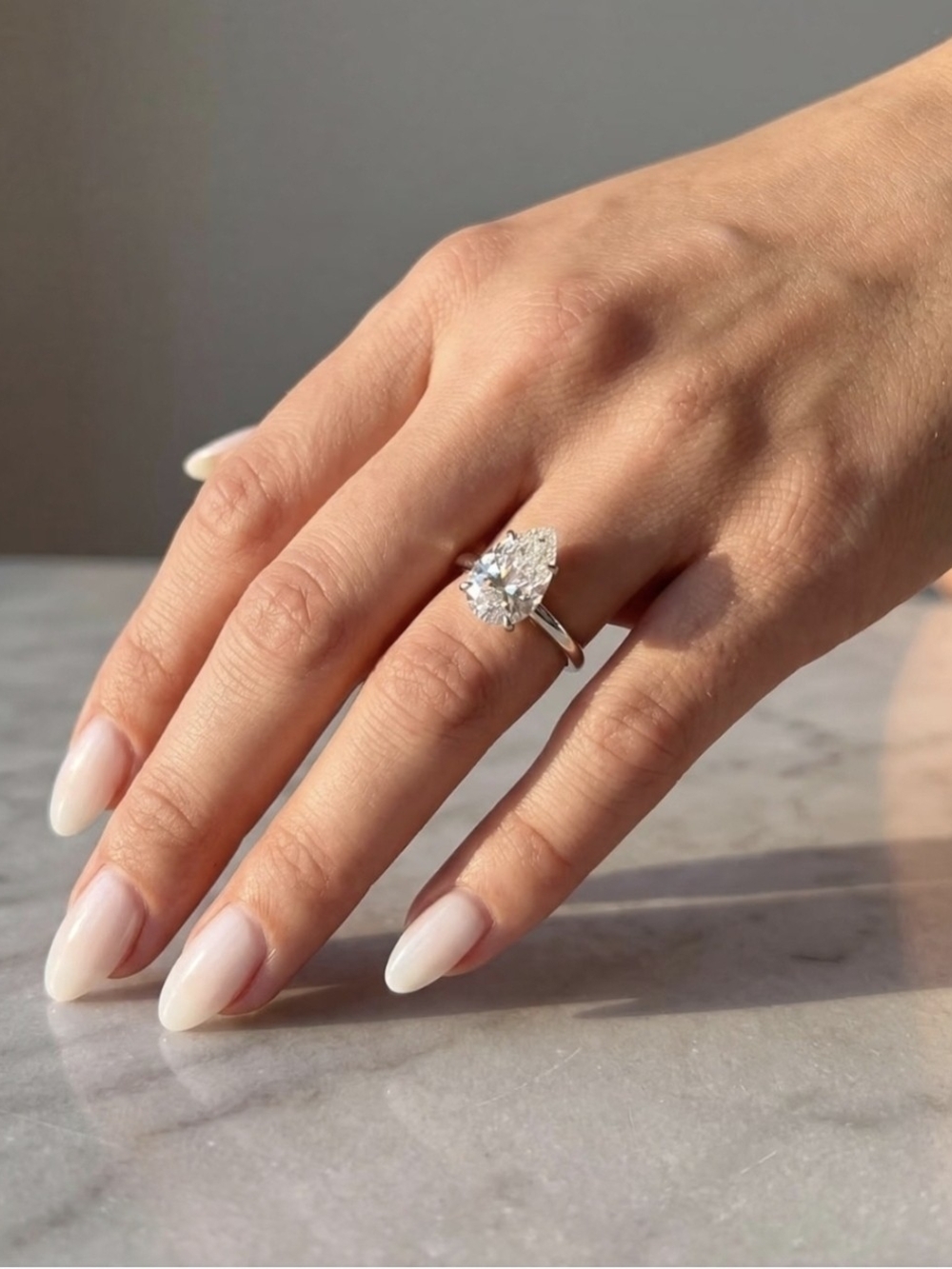 VVS1 3 CT* Crushed Ice Pear Shaped Moissanite Ring 6 US